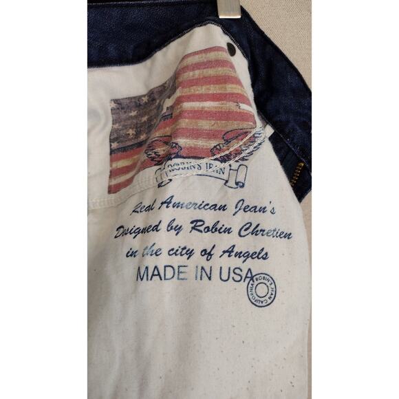 Robin's Jean Men's 40 Blue Double Back Pocket Rhinestones Dark Wash Denim 40x35 - Picture 5 of 16